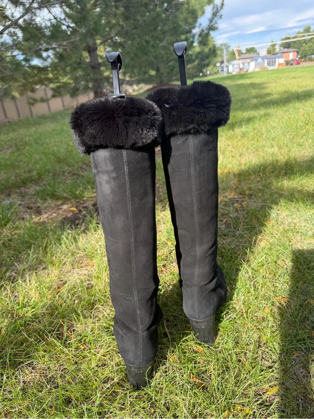 ~Baldanini*Italy Gently Used Tall Black FurLined Suede Waterproof Boots